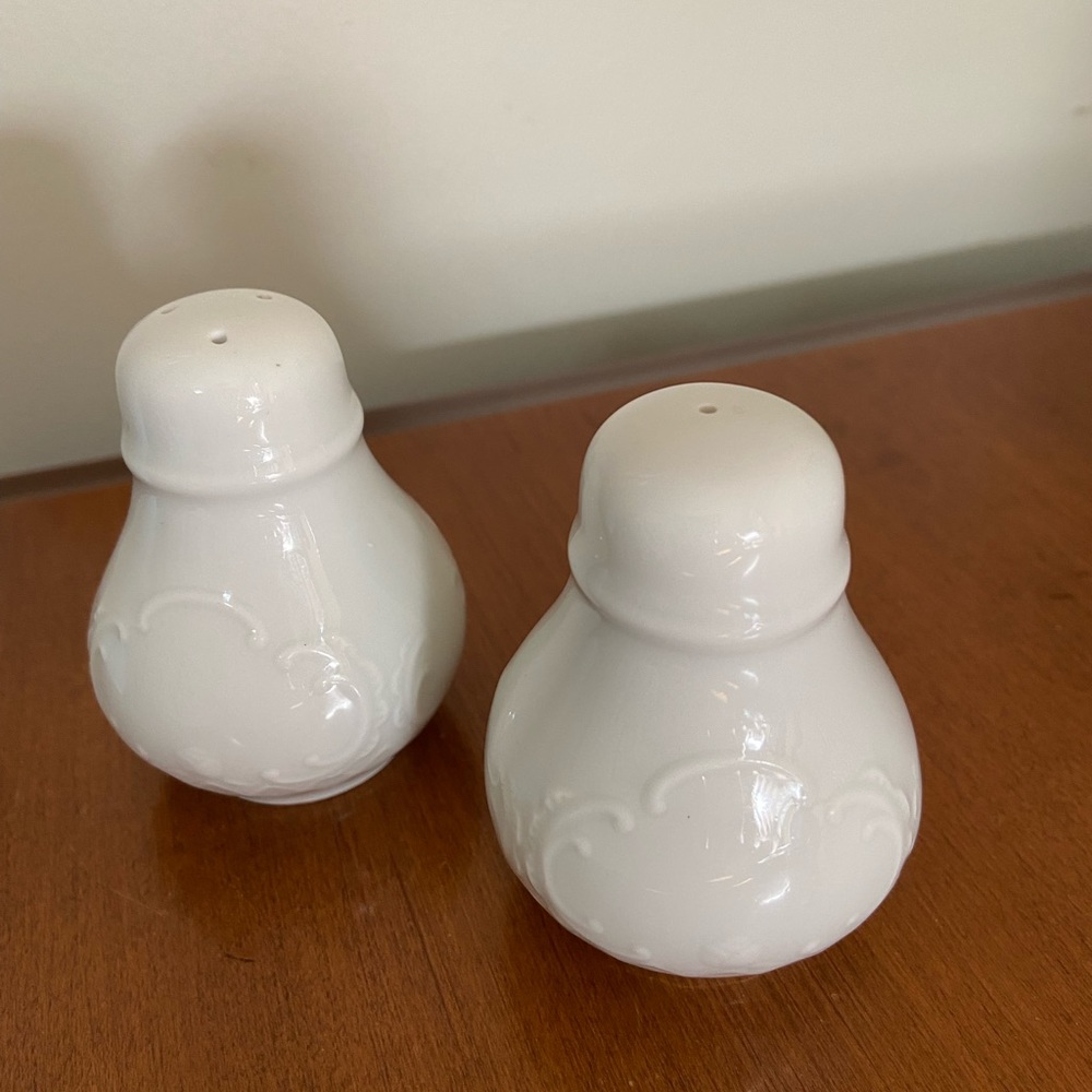 Porcelain white lace salt and pepper